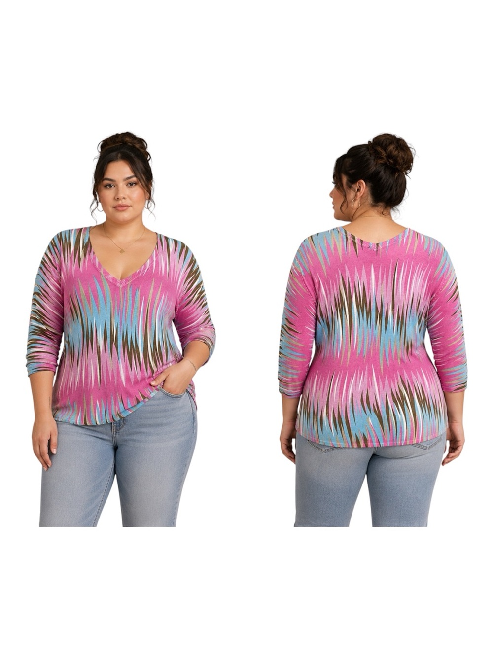 Red label Top Womens XL Multicolor Colorful V Neck Sweater Dolman Nordstrom